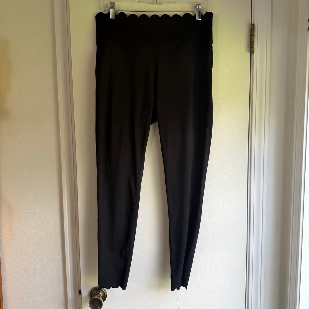 Havenrose Womens Scalloped High Rise Leggings Black M7D645 Size L